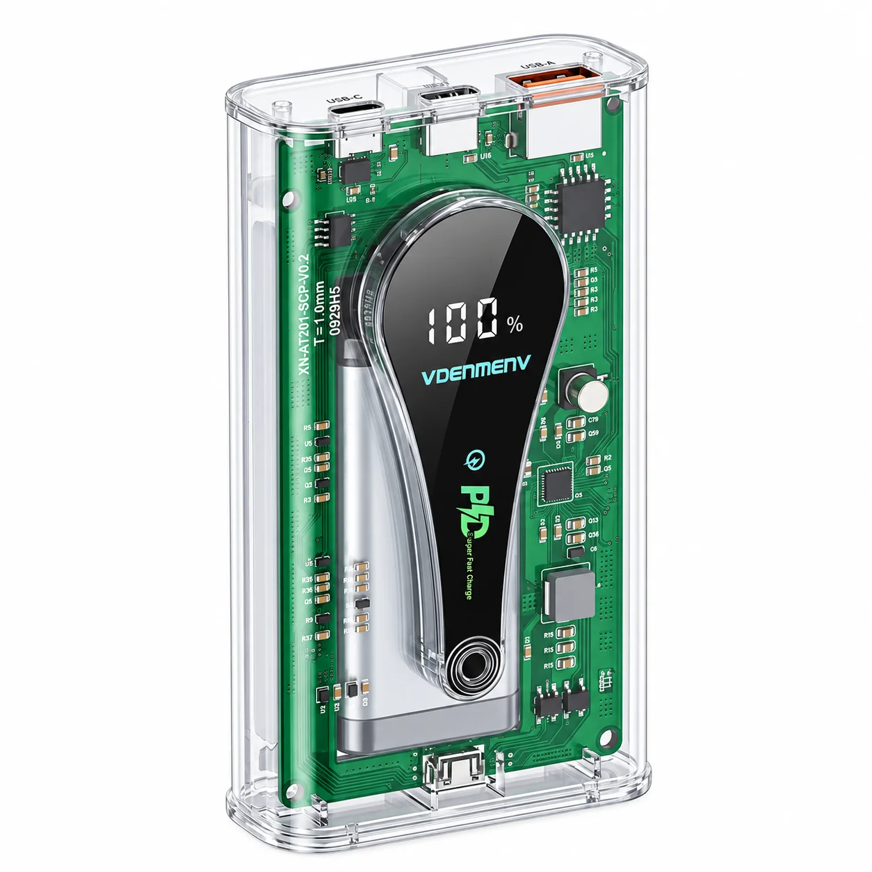پاوربانک شفاف 10000mAh و شارژ سریع VDENMENV مدل DP28 - تصویر 3