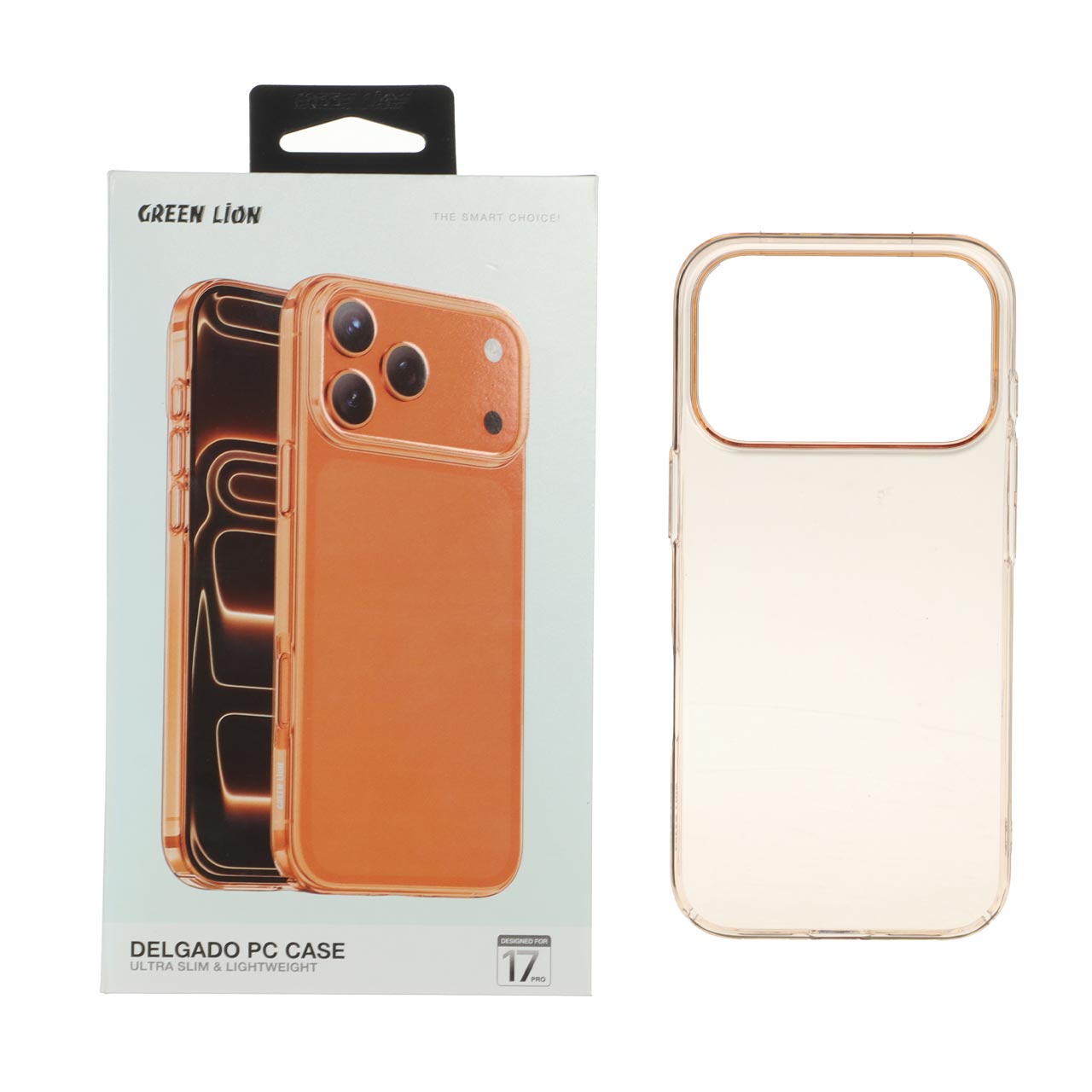 قاب اورجینال Green Lion شفاف Delgado Pc Case مدل Apple iPhone 17 Pro / iPhone 18 Pro - نارنجی (پک دار)