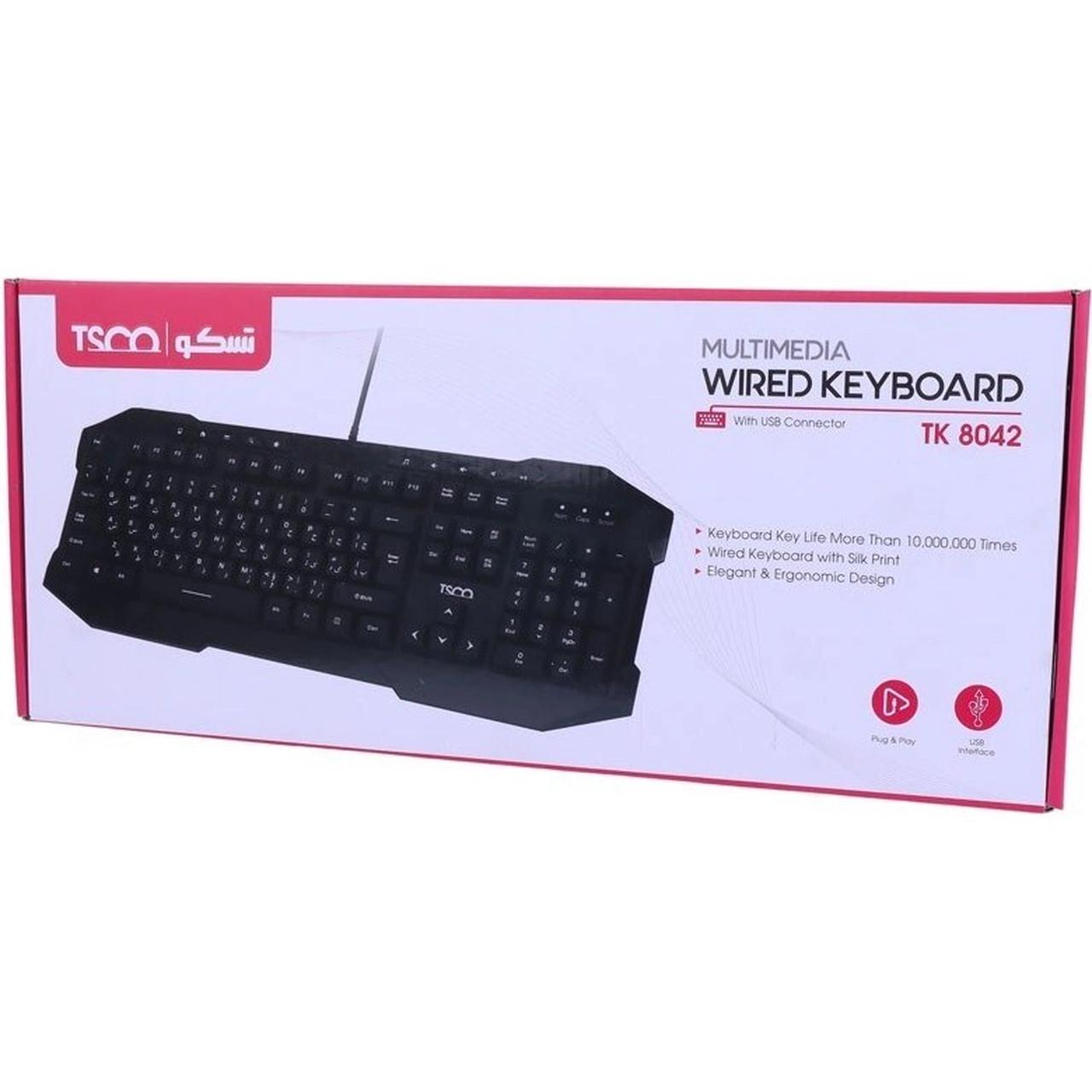 کیبورد باسیم TSCO مدل TK 8042 - مشکی - تصویر 2